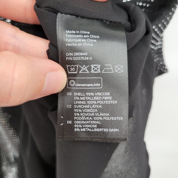 H&M Women Black Metallic Stripe Scoopneck Sleeveless Cocktail Mini Dress Small - Picture 4 of 12